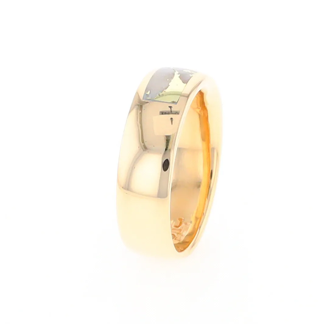 Gold Quartz Ring 3 Section Rectangle Inlaid Band