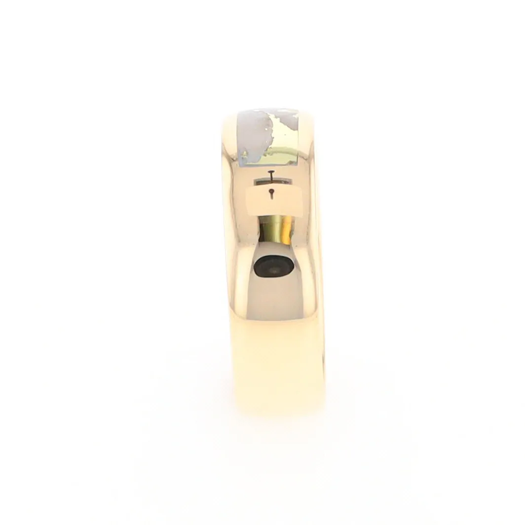 Gold Quartz Ring 3 Section Rectangle Inlaid Band