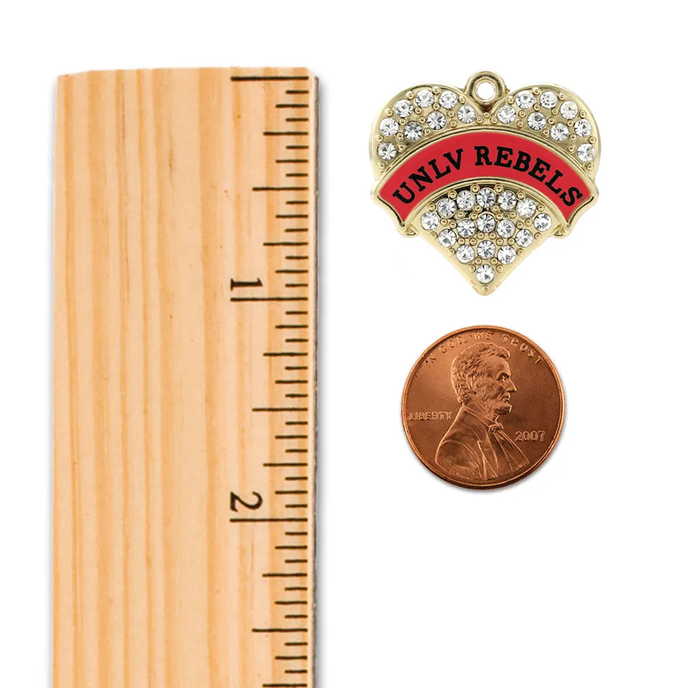 Gold UNLV Rebels [NCAA] Pave Heart Charm Toggle Bracelet