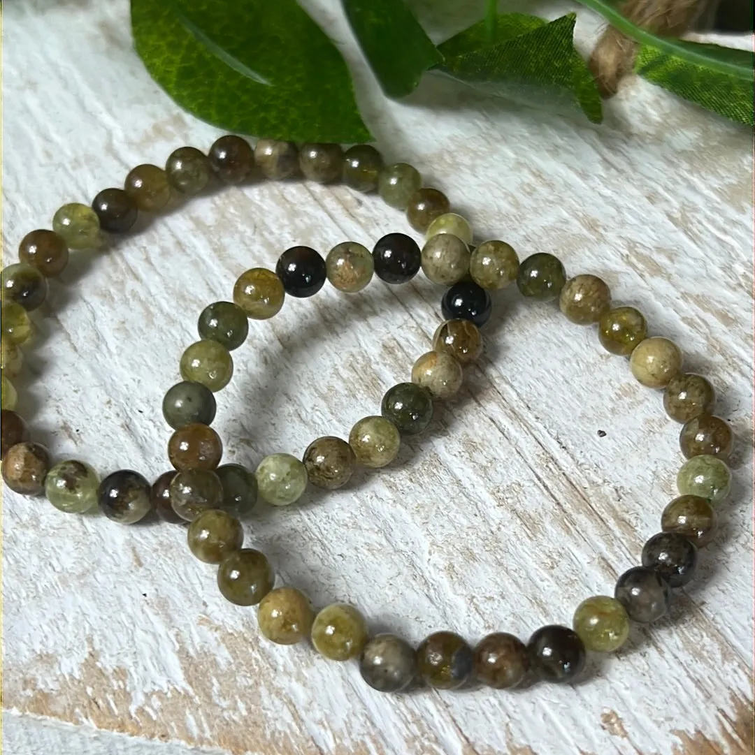 Green Garnet Bead Bracelet 6mm
