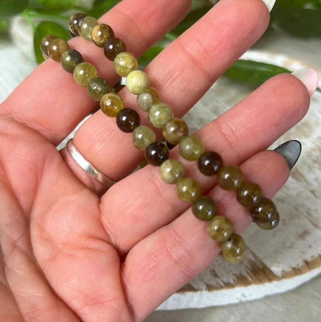 Green Garnet Bead Bracelet 6mm