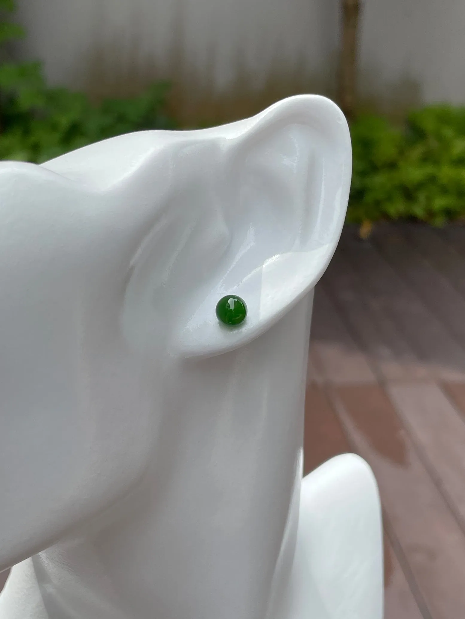 Green Nephrite Stud Earrings (NJE043)