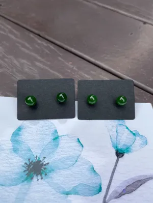 Green Nephrite Stud Earrings (NJE043)