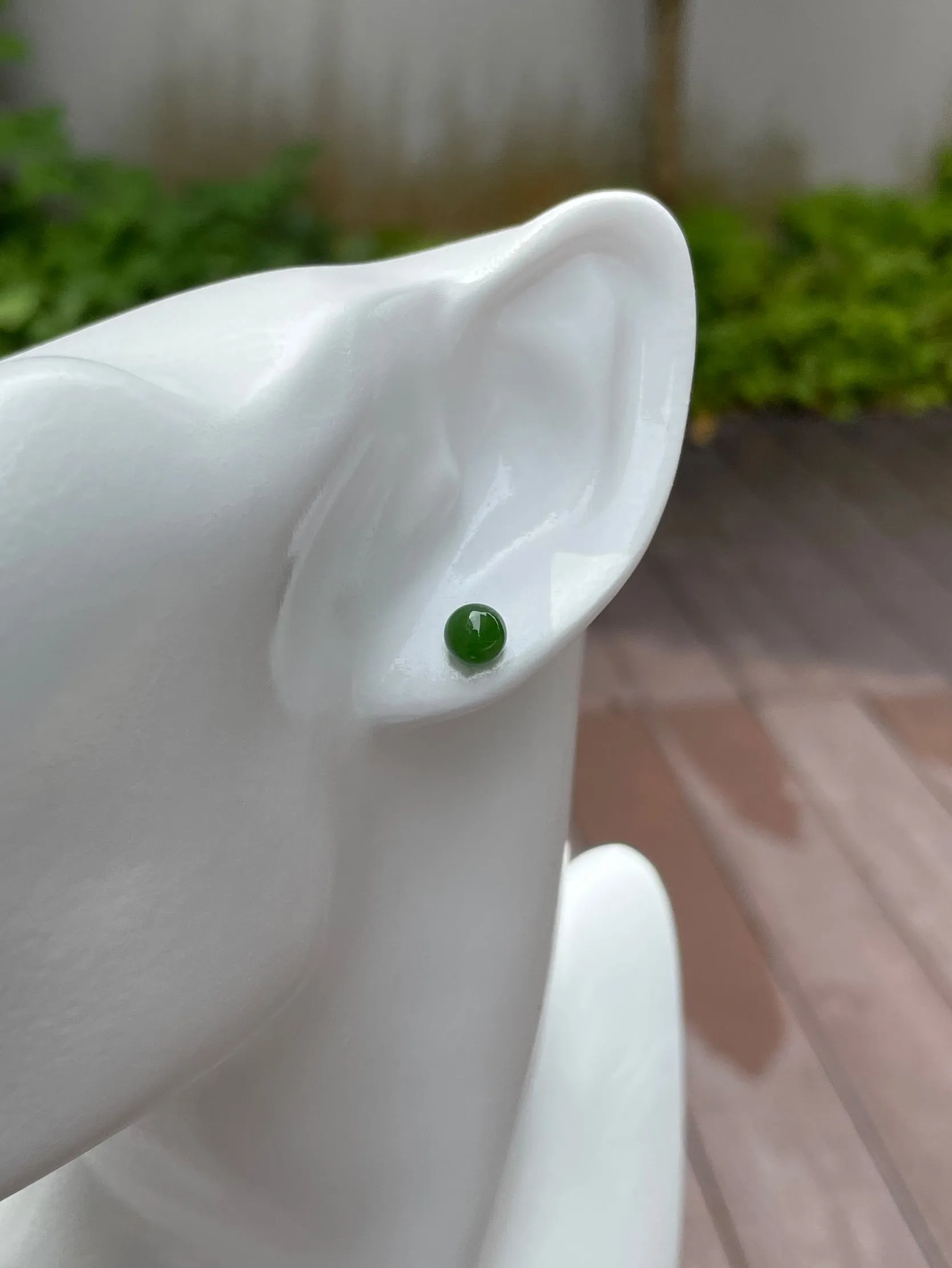 Green Nephrite Stud Earrings (NJE043)