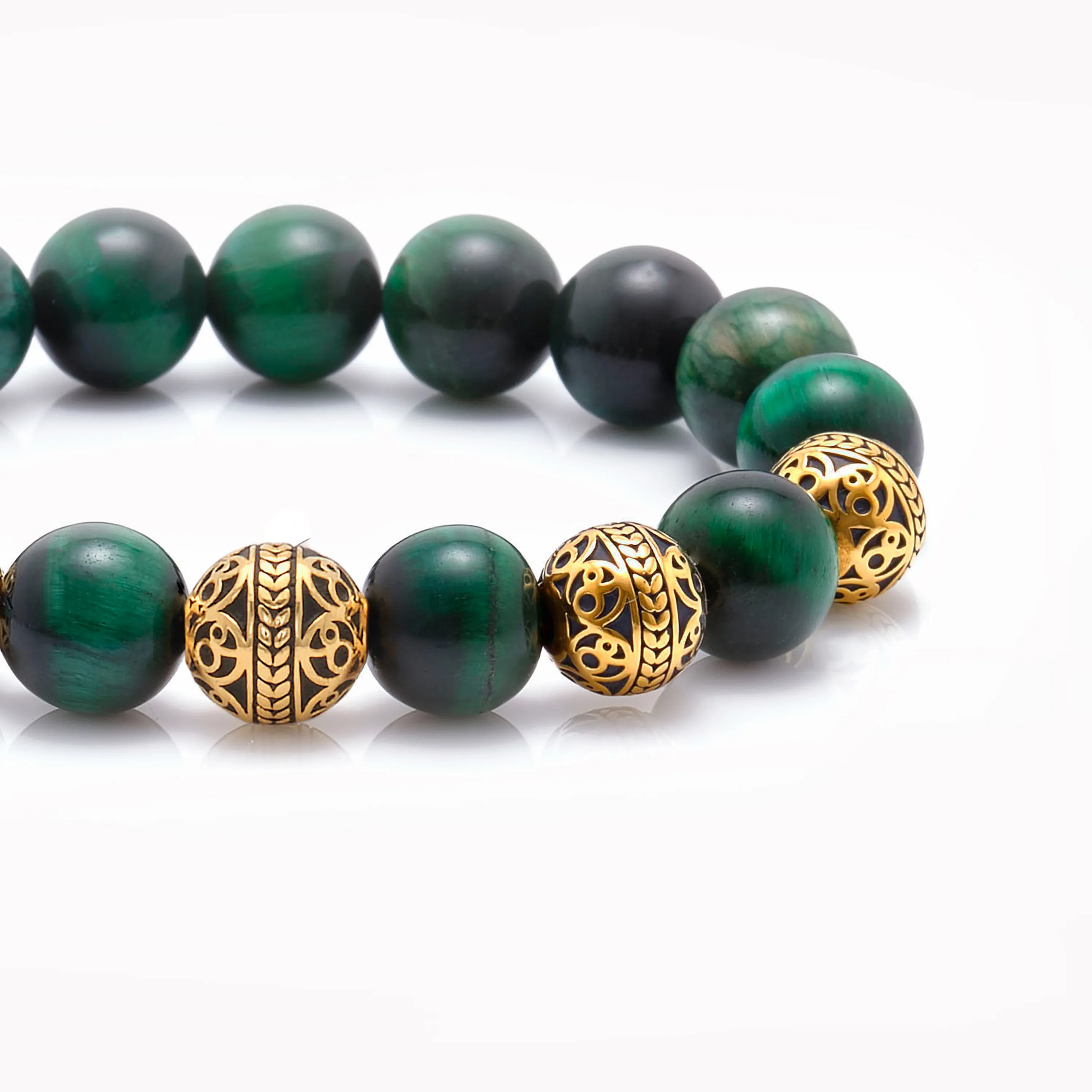 Green Tiger Eye Gold Bracelet