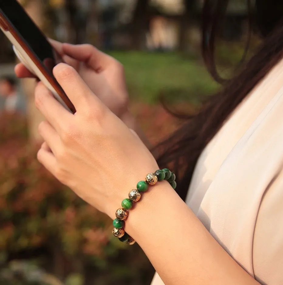 Green Tiger Eye Gold Bracelet