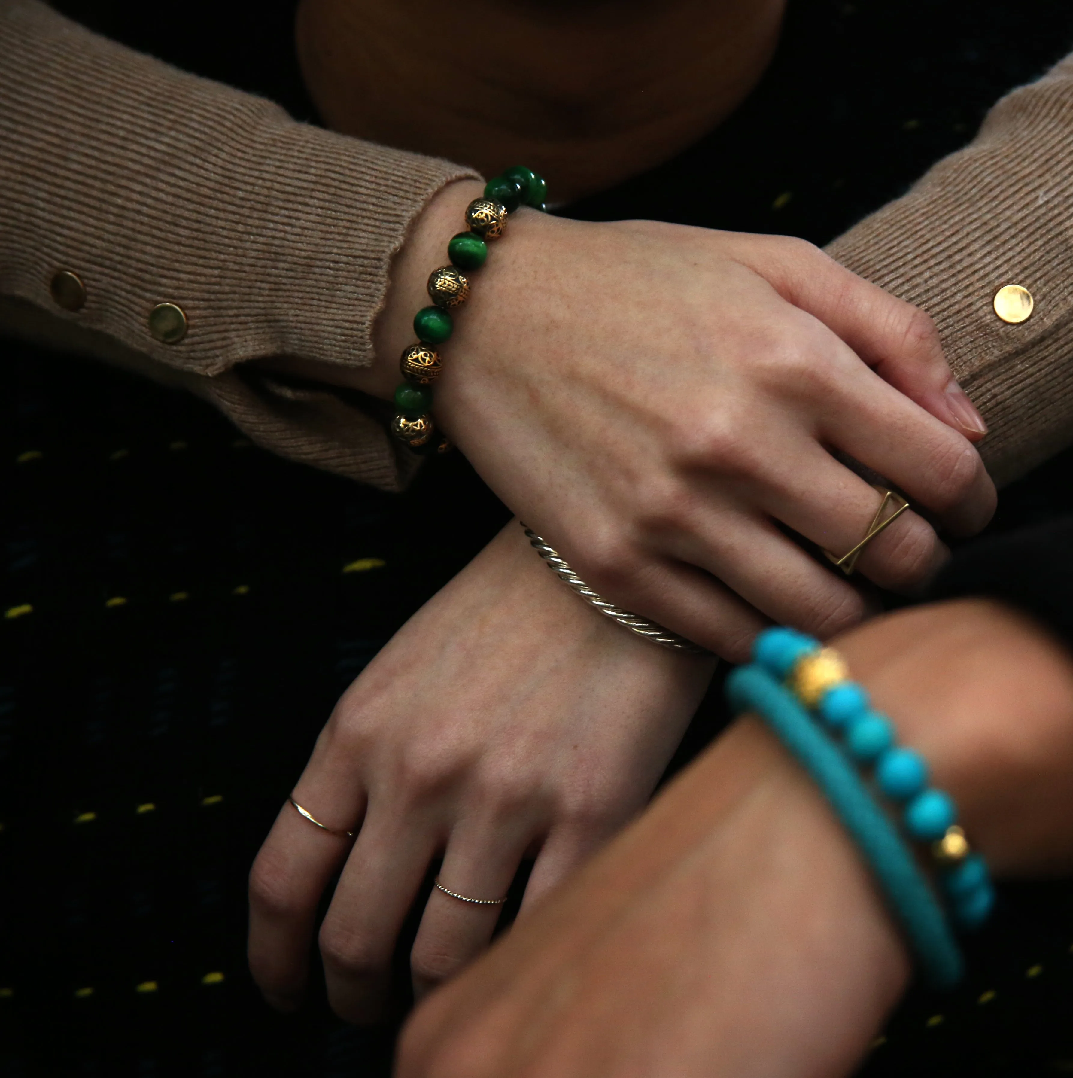 Green Tiger Eye Gold Bracelet