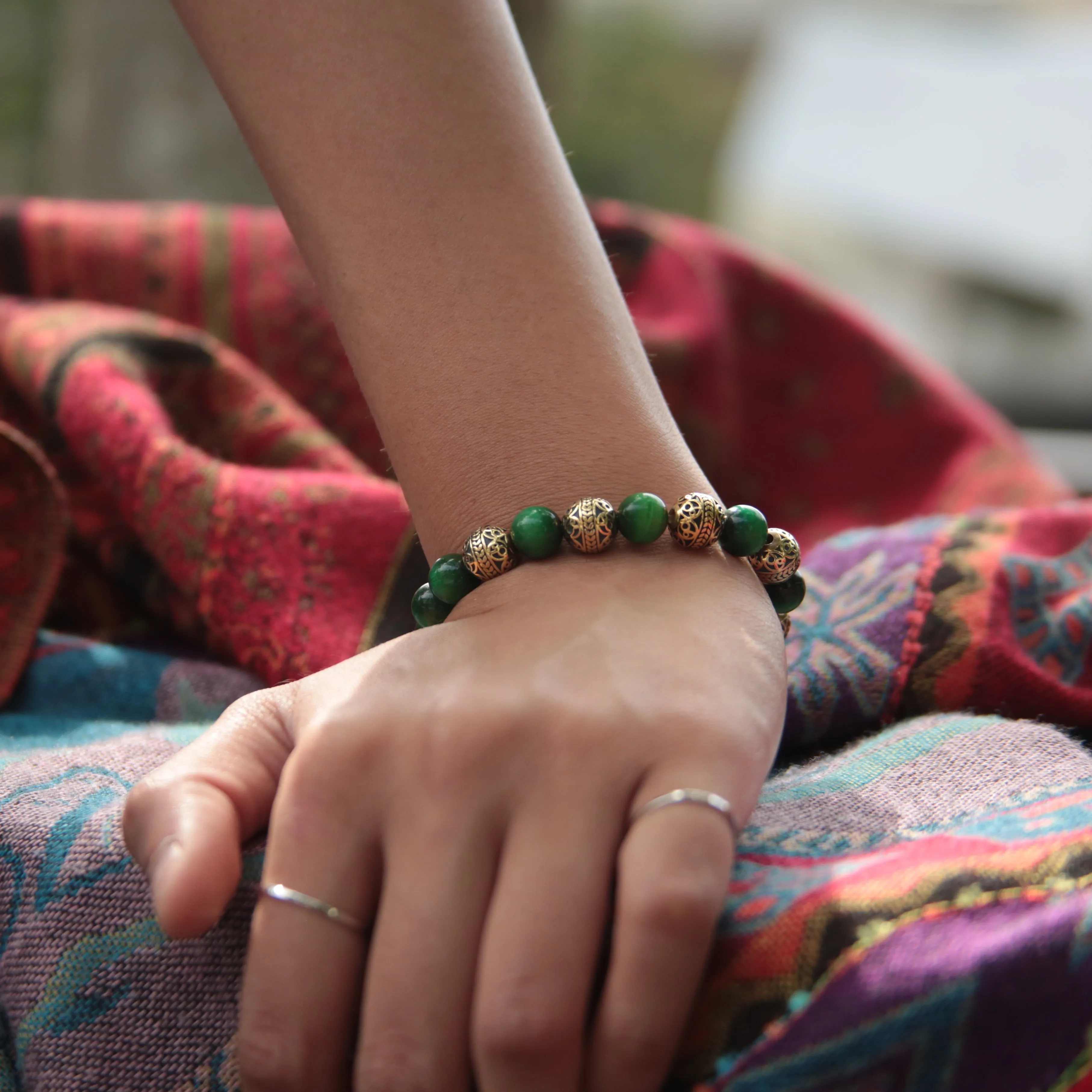 Green Tiger Eye Gold Bracelet
