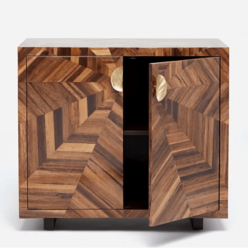 Hand-Laid Banana Bark Cabinet