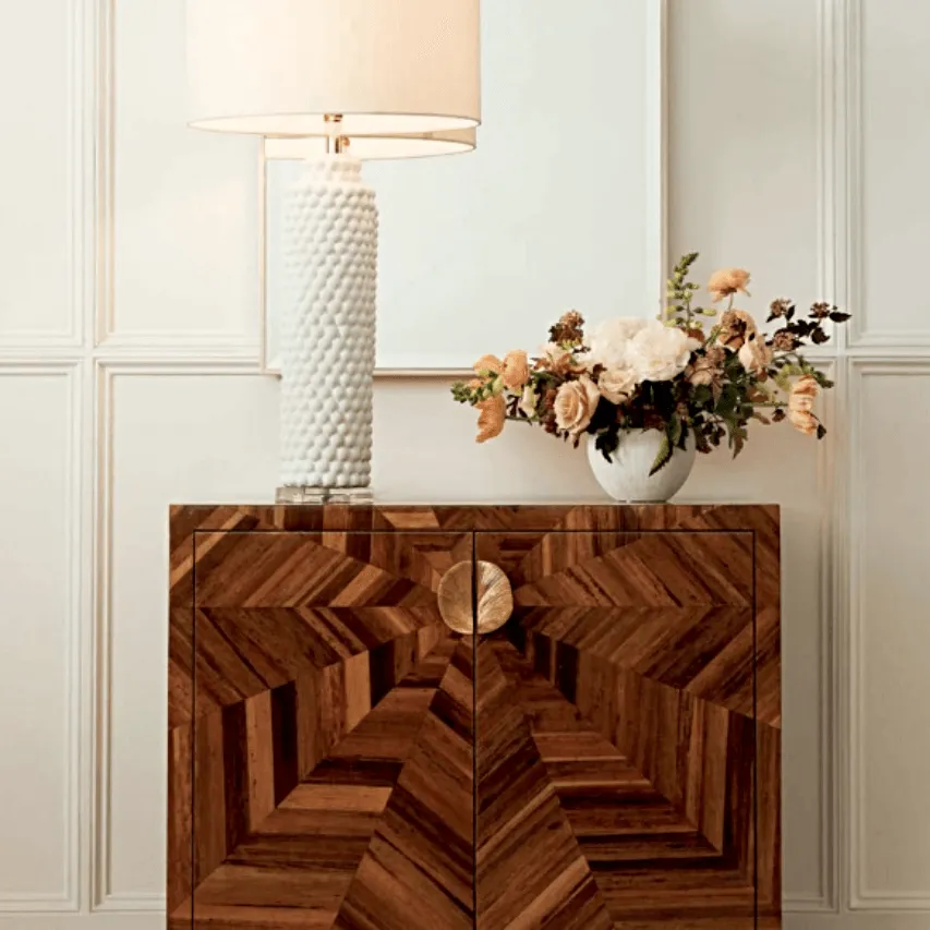 Hand-Laid Banana Bark Cabinet