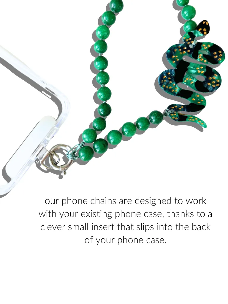 Hand-painted Monarch Butterfly Gemstone Bracelet Phone Chain