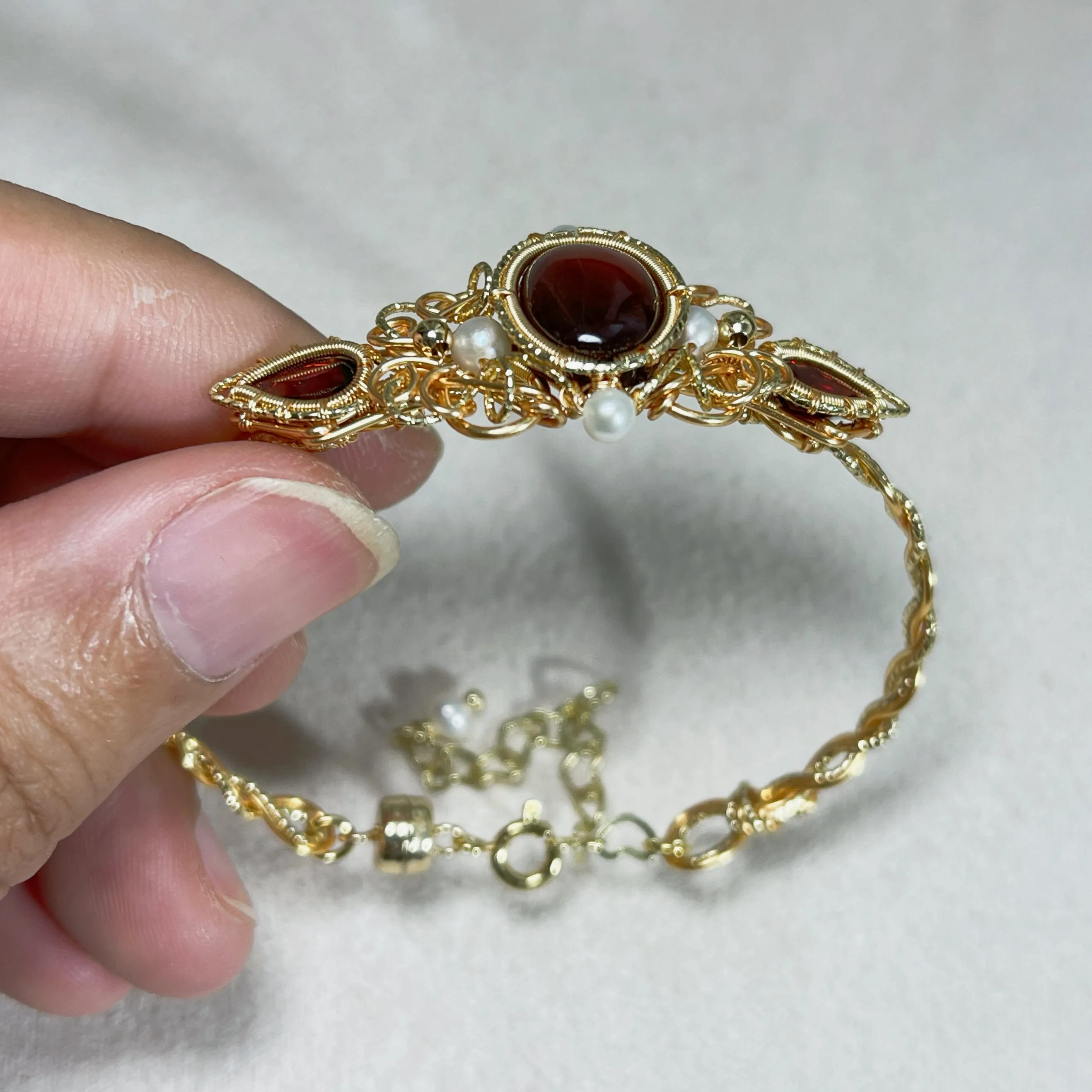 Handmade Garnet Bracelet - Wire Wrapped Jewelry