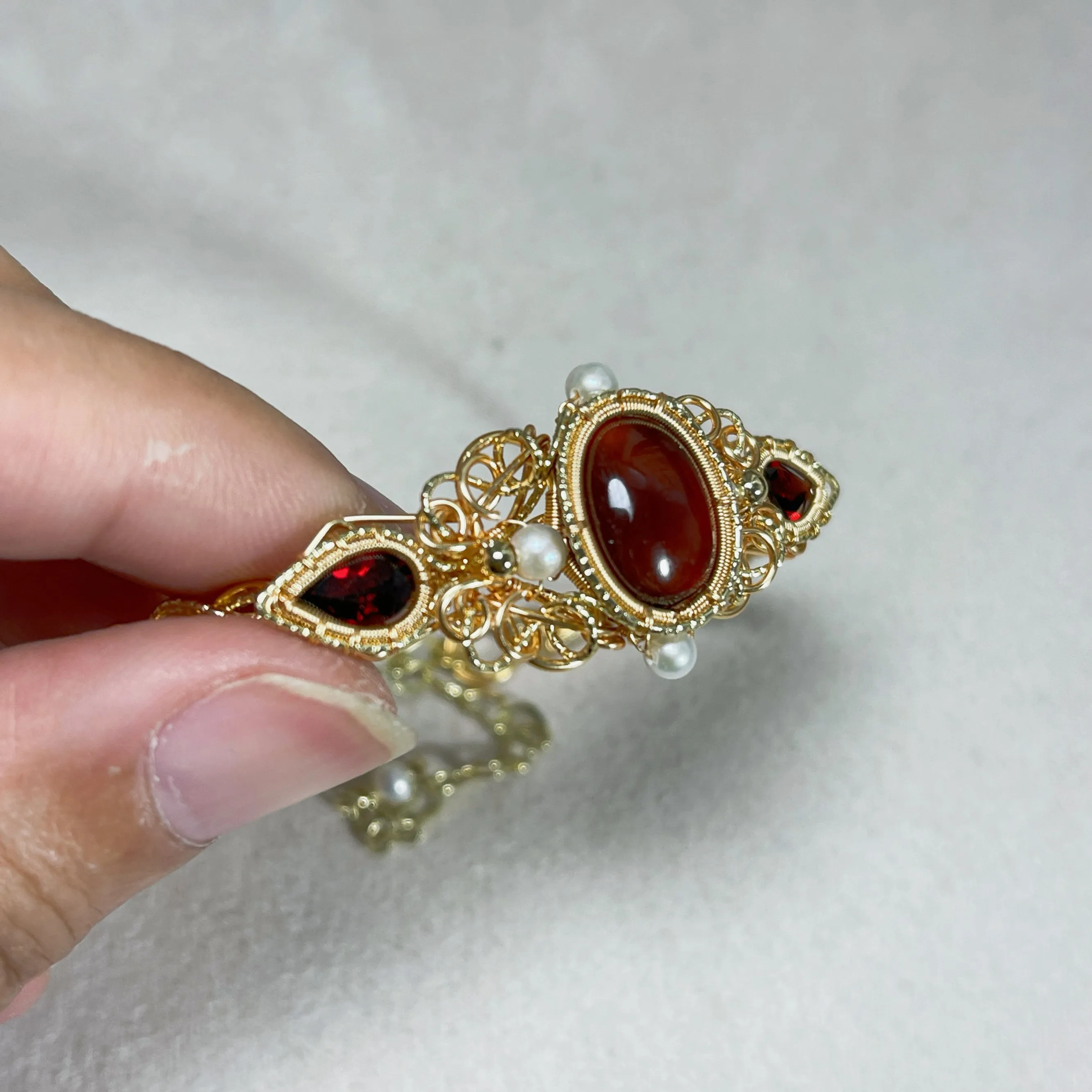 Handmade Garnet Bracelet - Wire Wrapped Jewelry