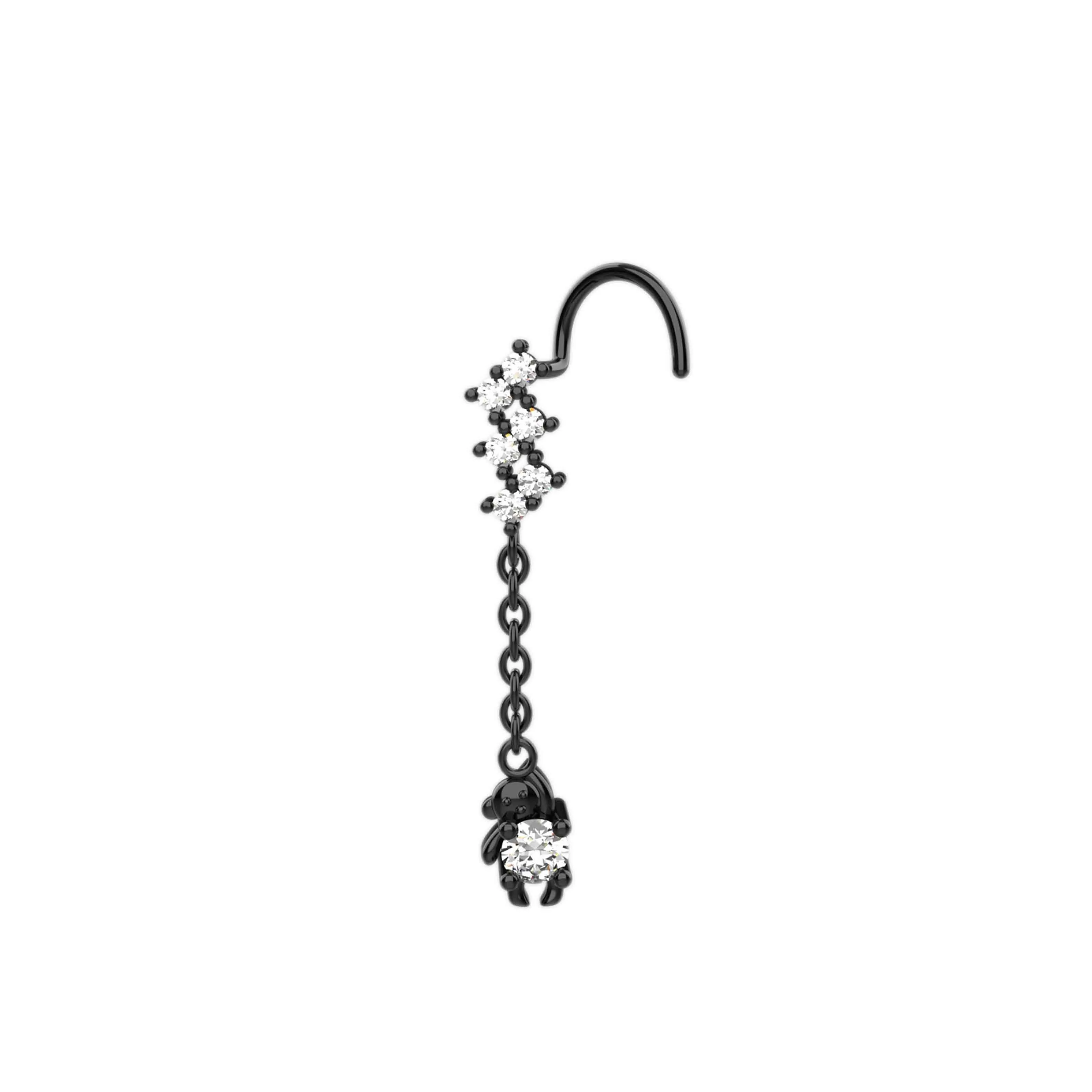 Hanging Monkey Dangle Nose Ring & Unique Nose Stud Piercing Jewelry