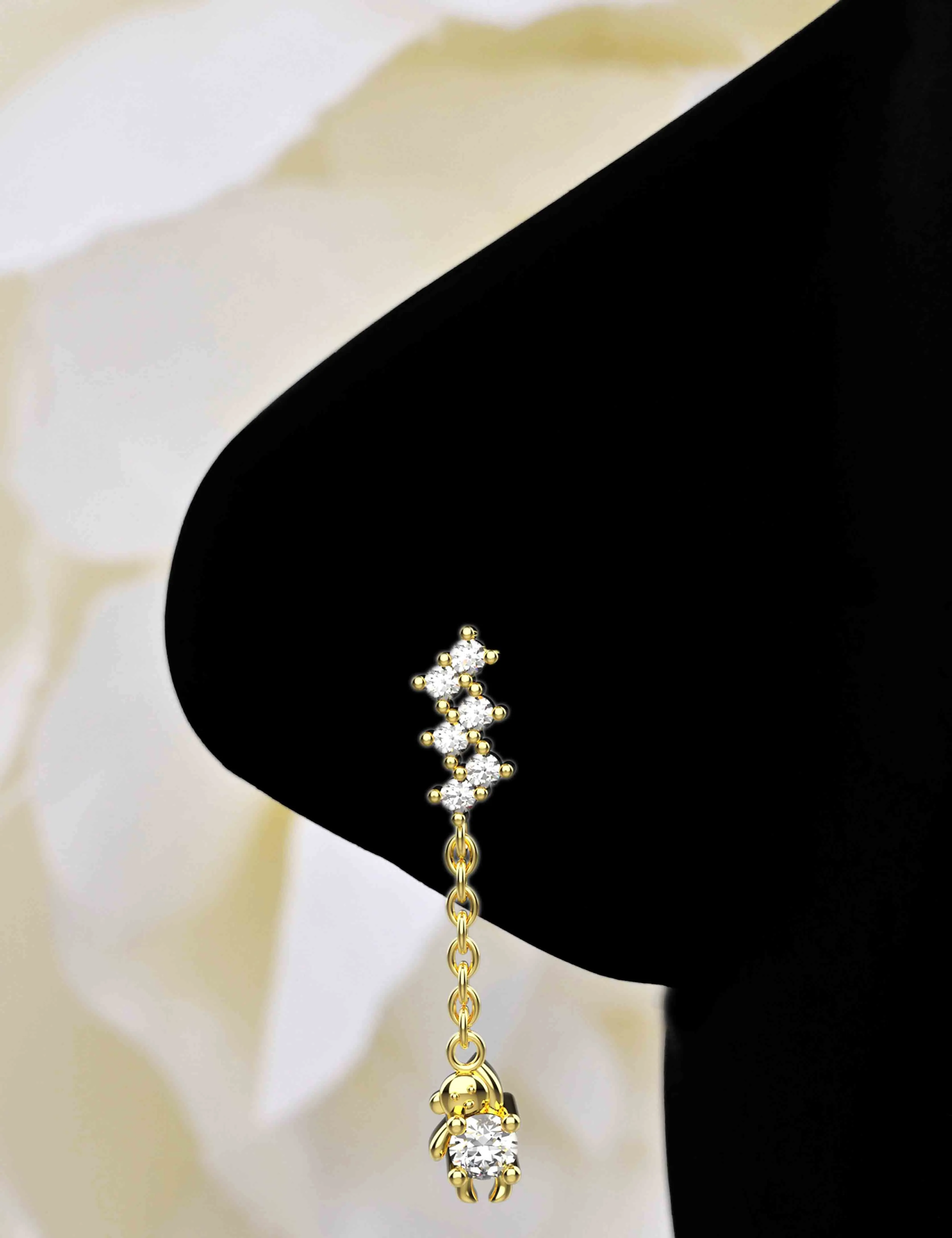 Hanging Monkey Dangle Nose Ring & Unique Nose Stud Piercing Jewelry