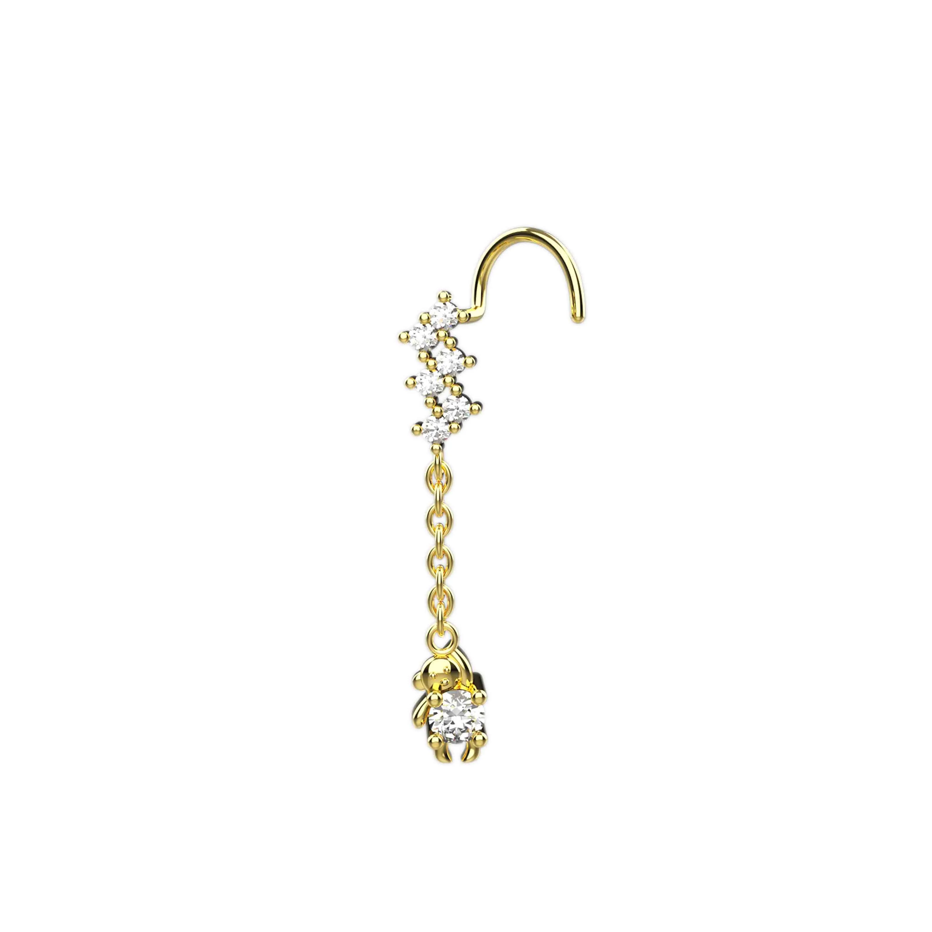 Hanging Monkey Dangle Nose Ring & Unique Nose Stud Piercing Jewelry