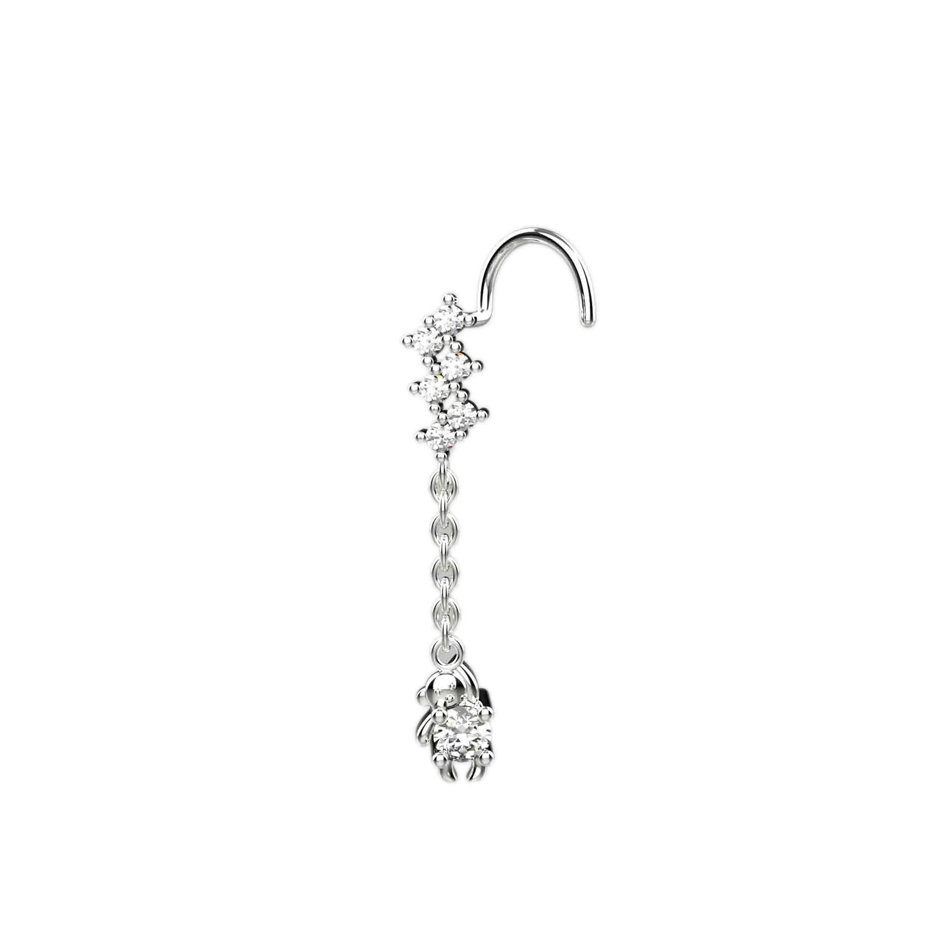 Hanging Monkey Dangle Nose Ring & Unique Nose Stud Piercing Jewelry