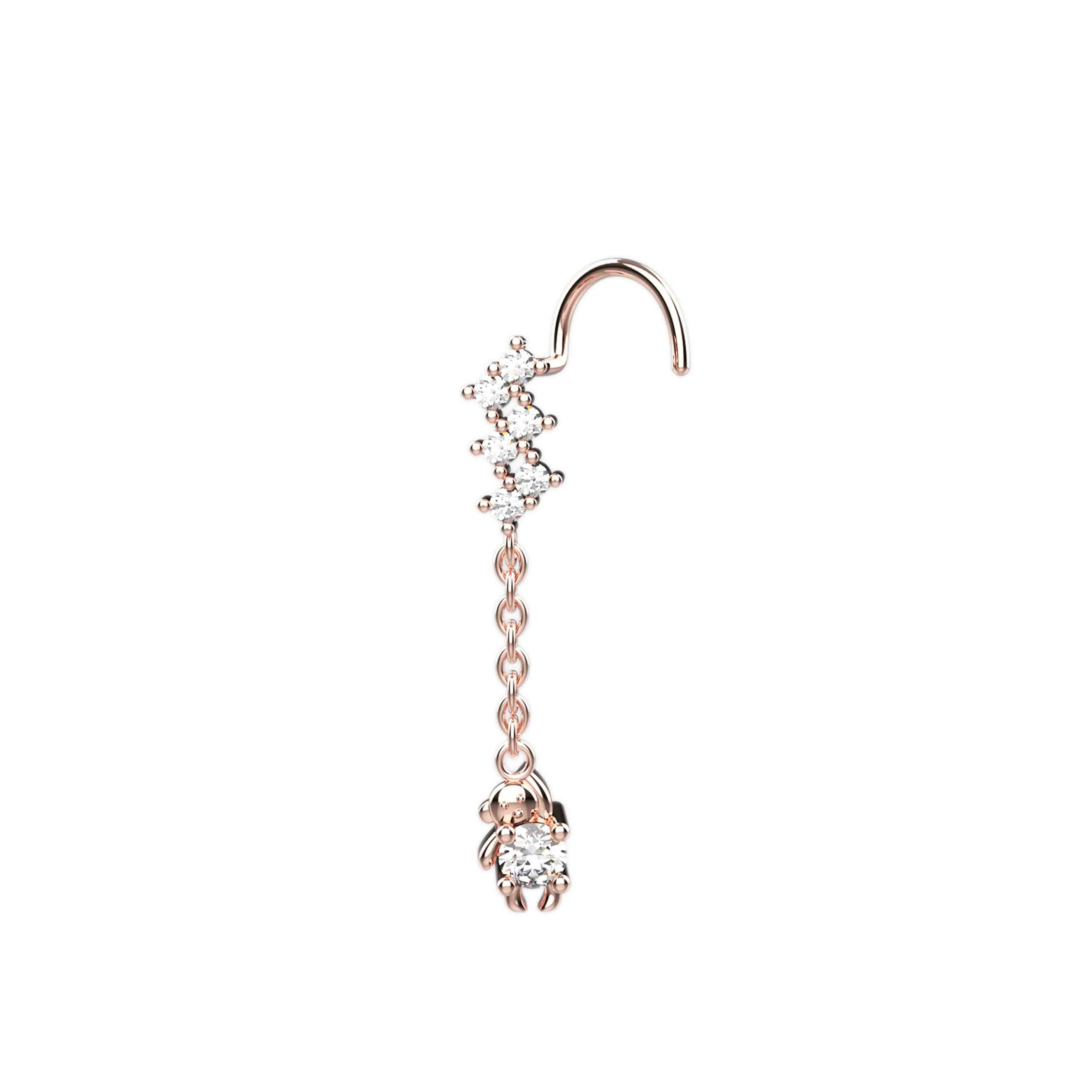 Hanging Monkey Dangle Nose Ring & Unique Nose Stud Piercing Jewelry
