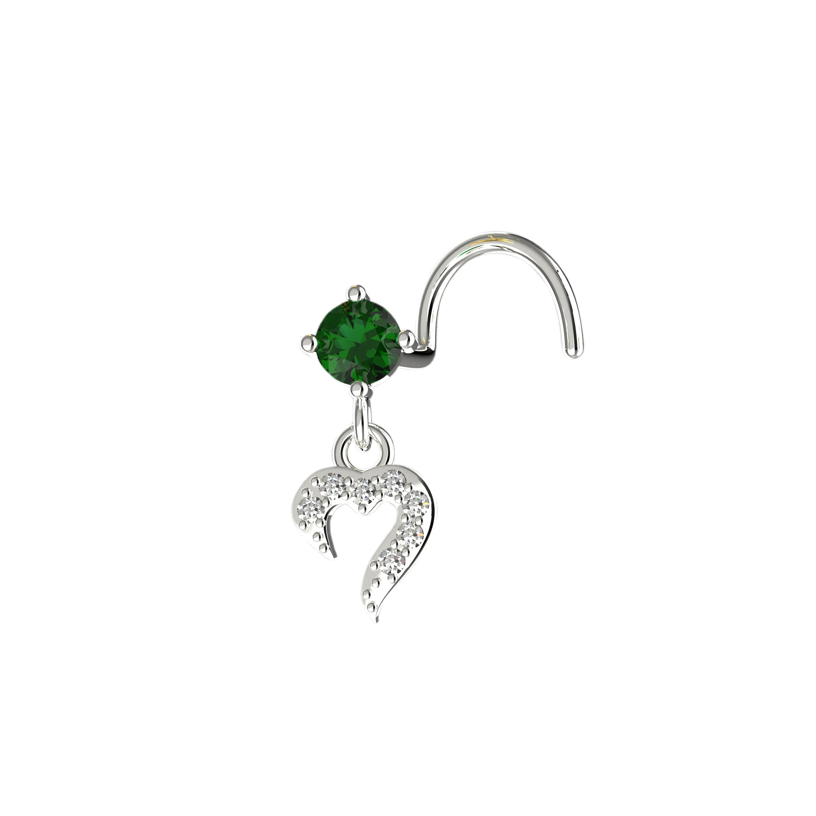 Heart Charm Dangle Nose Stud – Gold Nose Piercing Jewelry for Women