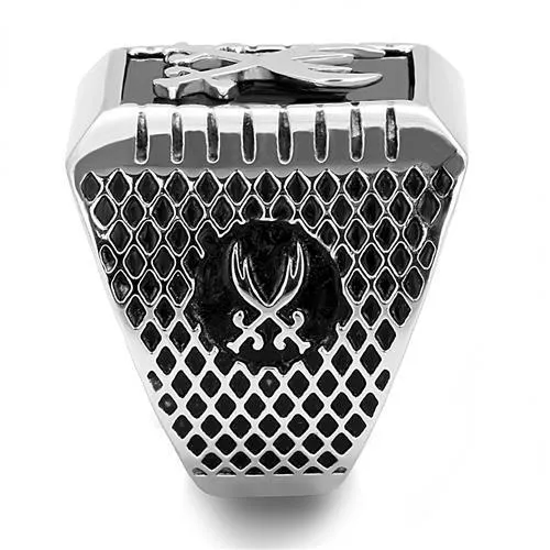 High polished (no plating) Stainless Steel Ring with Semi-Precious Onyx in Jet for Women Style TK3191