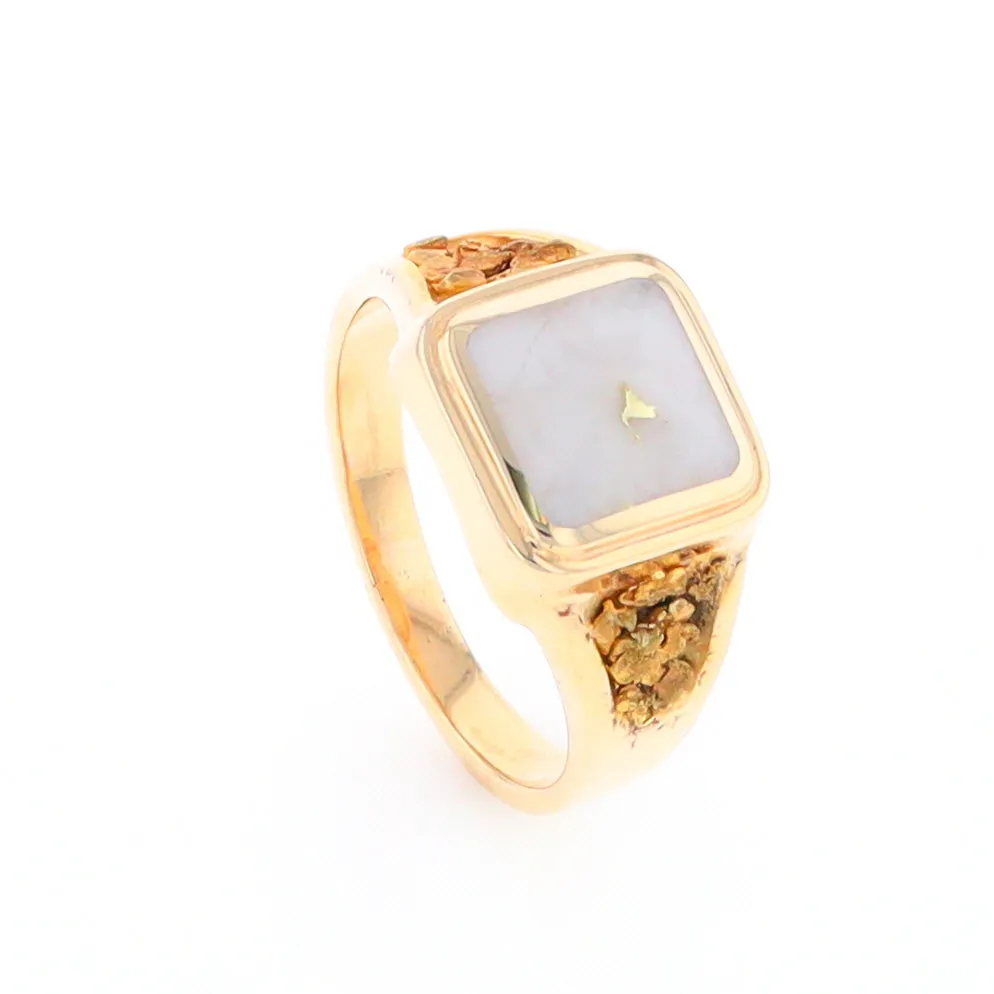 Historic Quartz Square Inlaid Nugget Ring