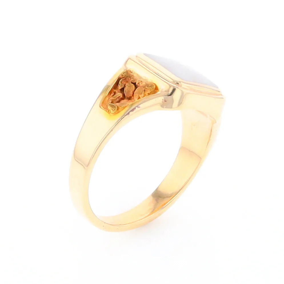 Historic Quartz Square Inlaid Nugget Ring