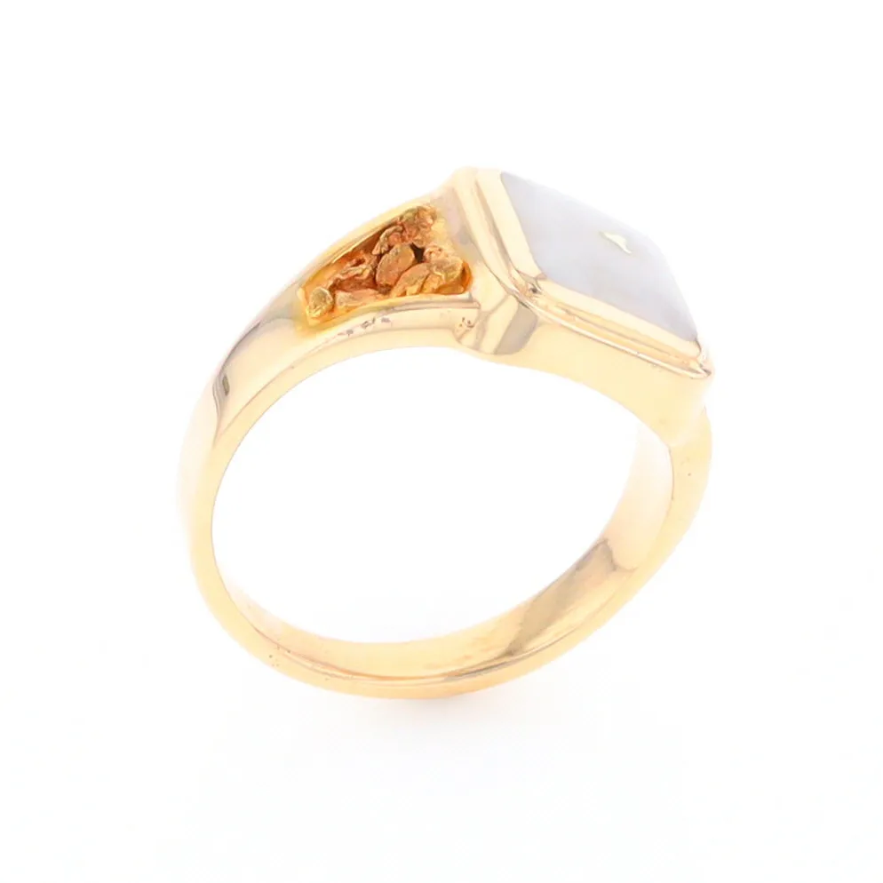 Historic Quartz Square Inlaid Nugget Ring