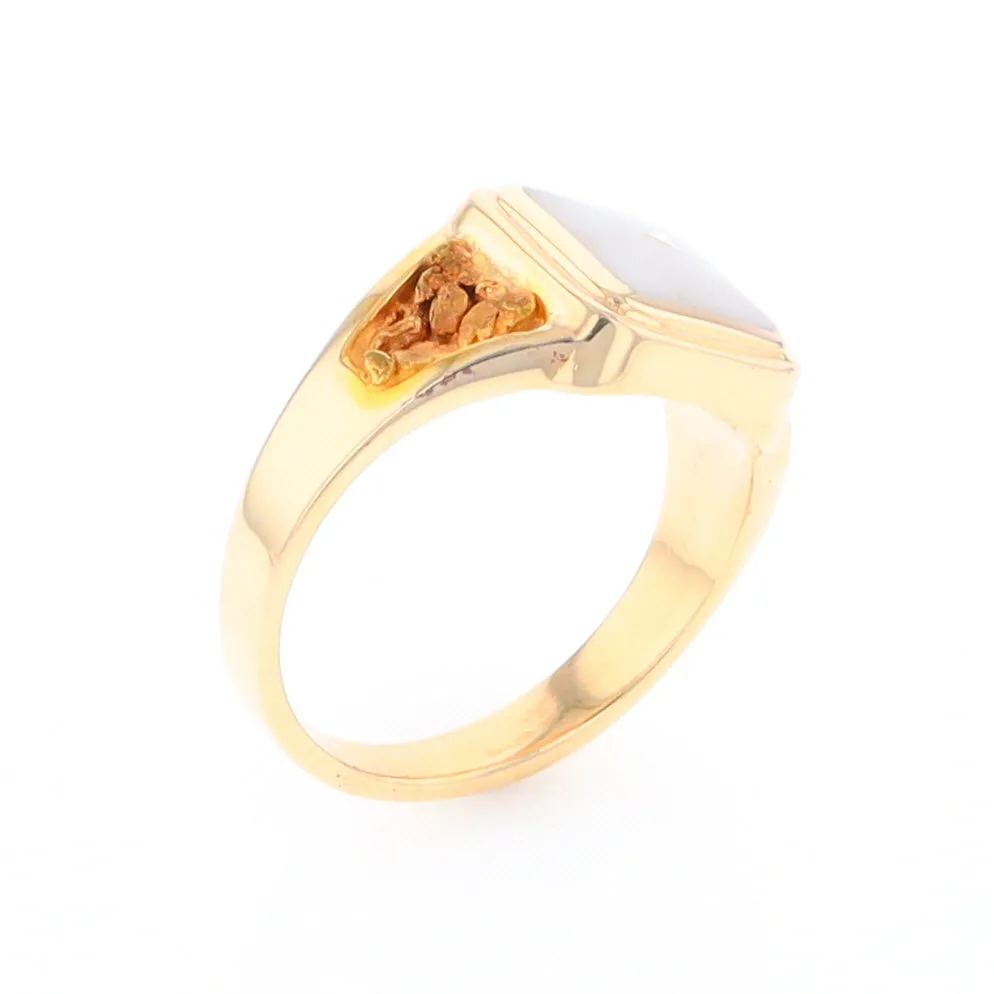 Historic Quartz Square Inlaid Nugget Ring