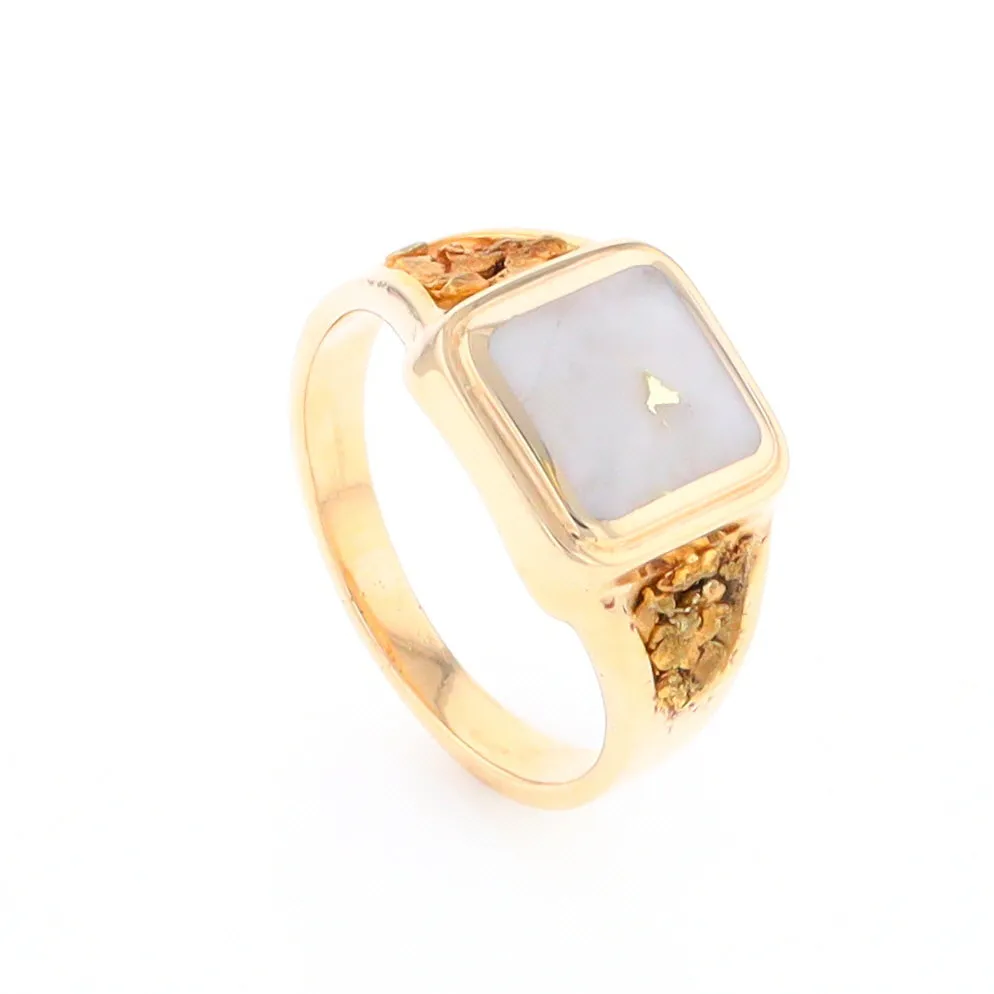 Historic Quartz Square Inlaid Nugget Ring