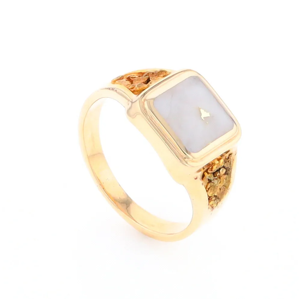 Historic Quartz Square Inlaid Nugget Ring