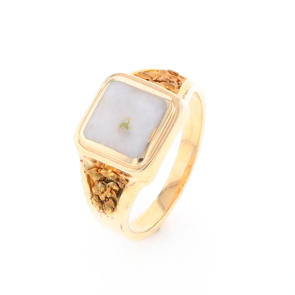 Historic Quartz Square Inlaid Nugget Ring