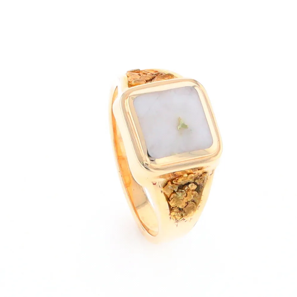 Historic Quartz Square Inlaid Nugget Ring