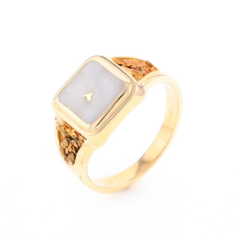 Historic Quartz Square Inlaid Nugget Ring