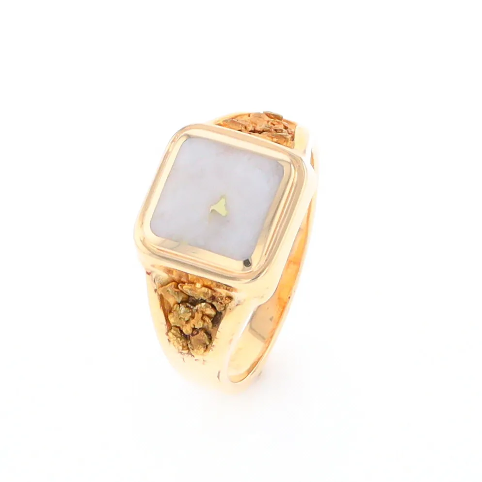 Historic Quartz Square Inlaid Nugget Ring