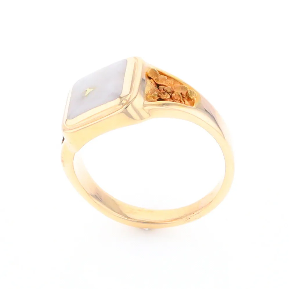 Historic Quartz Square Inlaid Nugget Ring