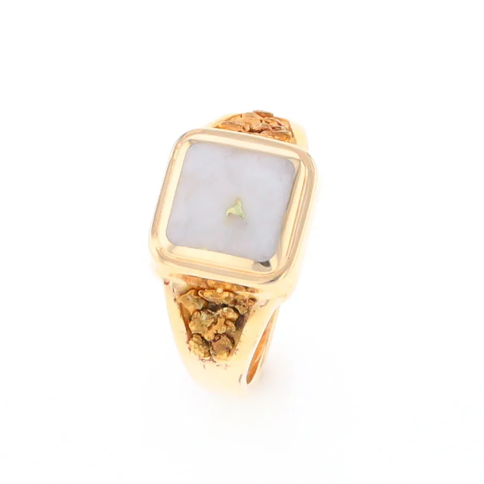Historic Quartz Square Inlaid Nugget Ring
