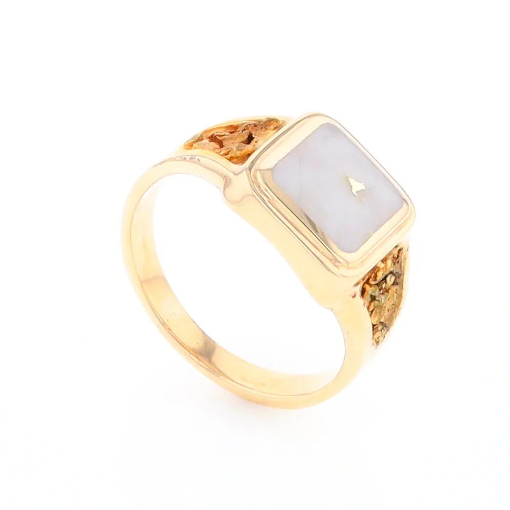 Historic Quartz Square Inlaid Nugget Ring