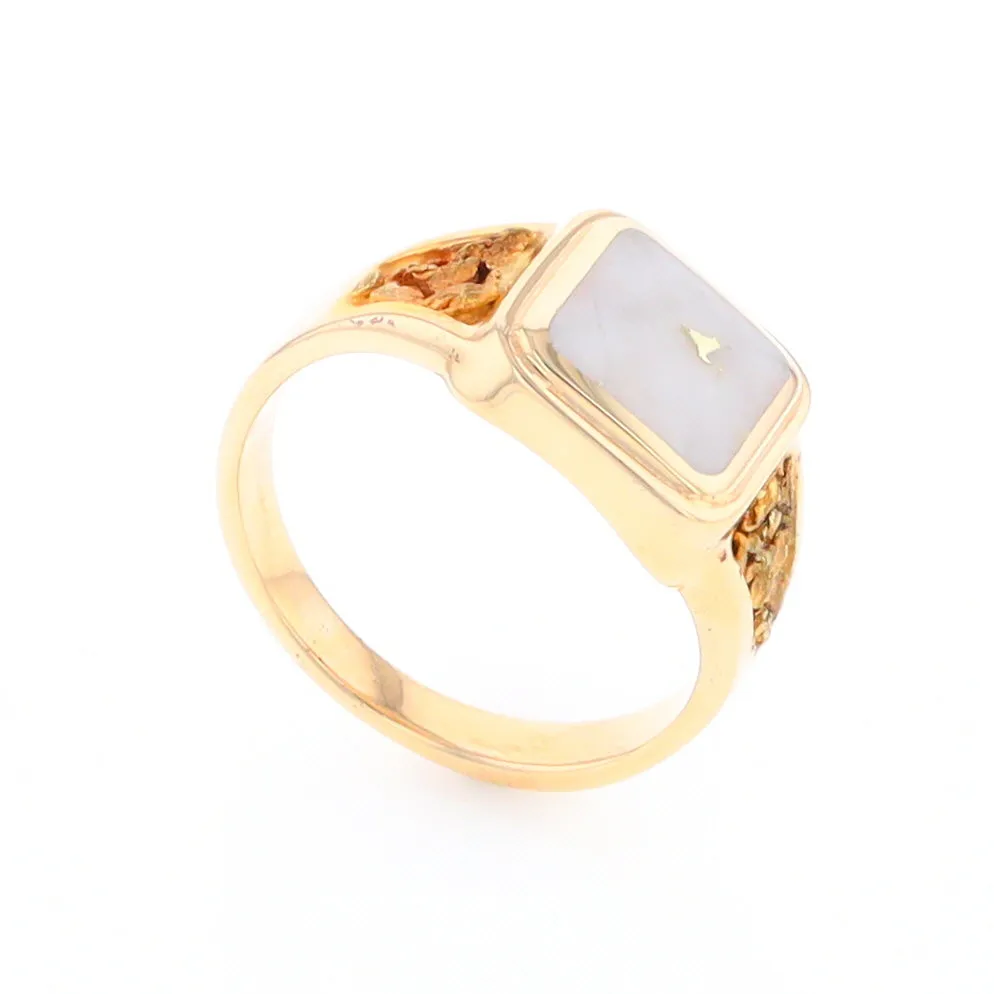 Historic Quartz Square Inlaid Nugget Ring