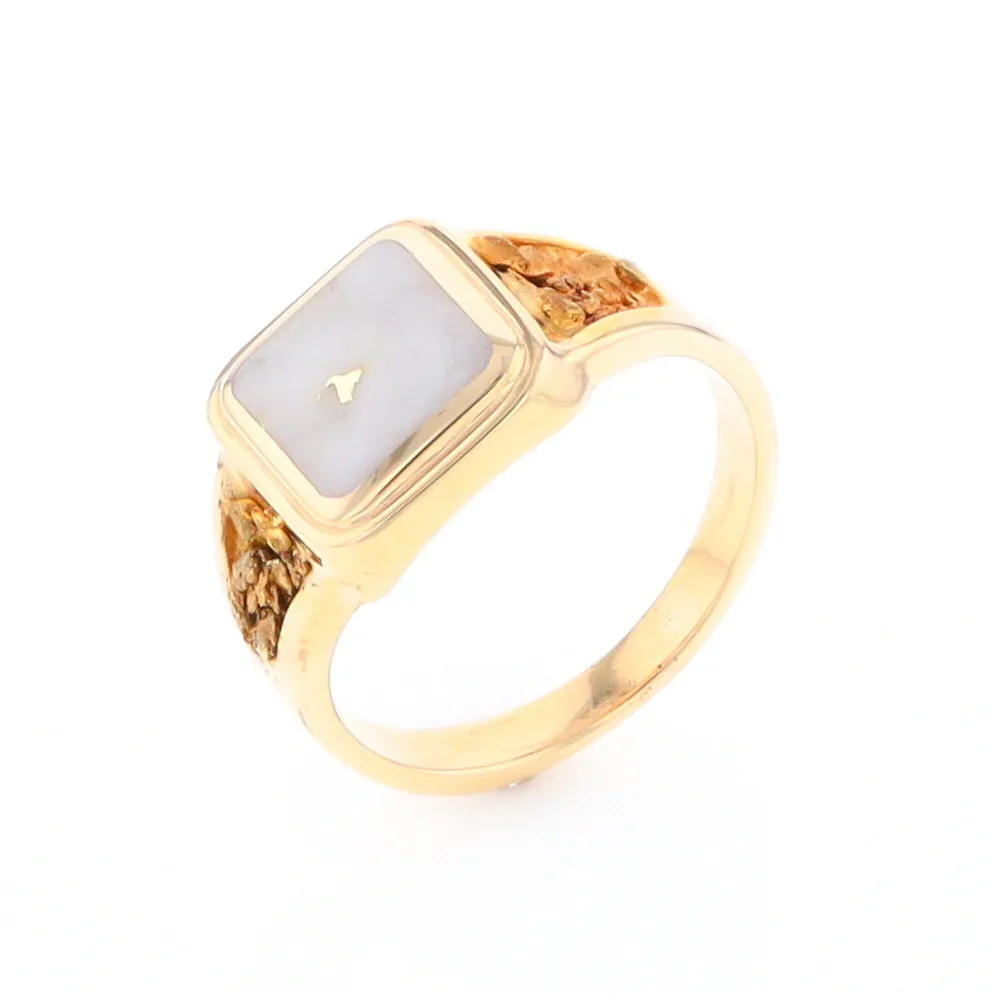 Historic Quartz Square Inlaid Nugget Ring