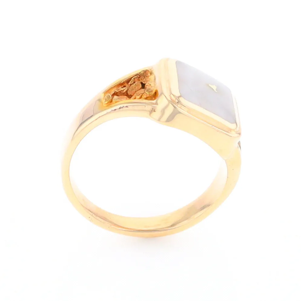 Historic Quartz Square Inlaid Nugget Ring
