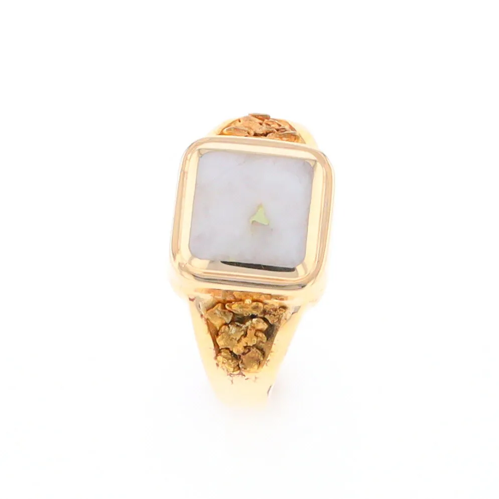 Historic Quartz Square Inlaid Nugget Ring