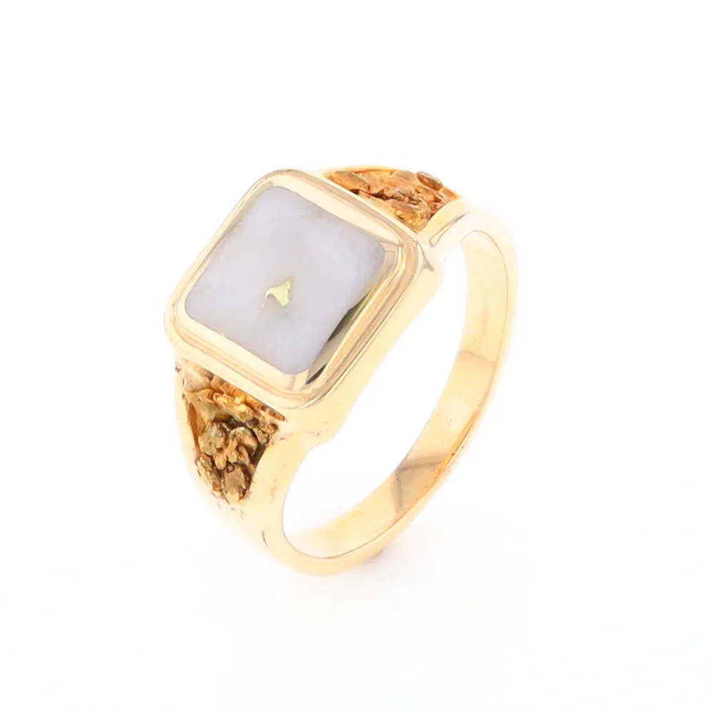 Historic Quartz Square Inlaid Nugget Ring
