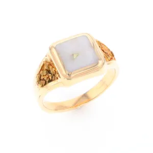Historic Quartz Square Inlaid Nugget Ring