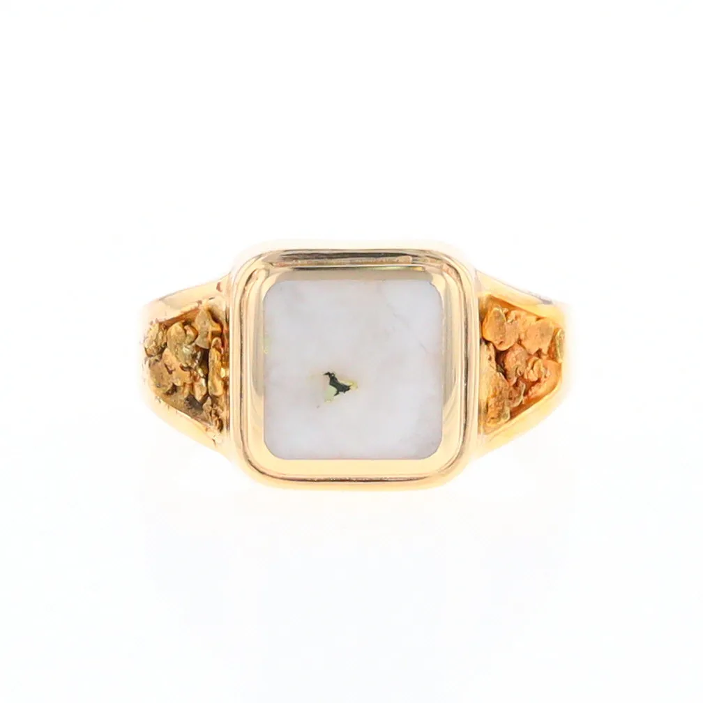 Historic Quartz Square Inlaid Nugget Ring