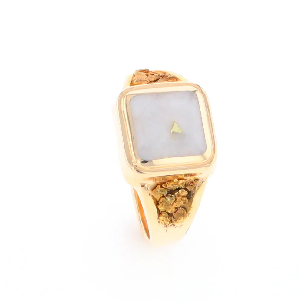 Historic Quartz Square Inlaid Nugget Ring