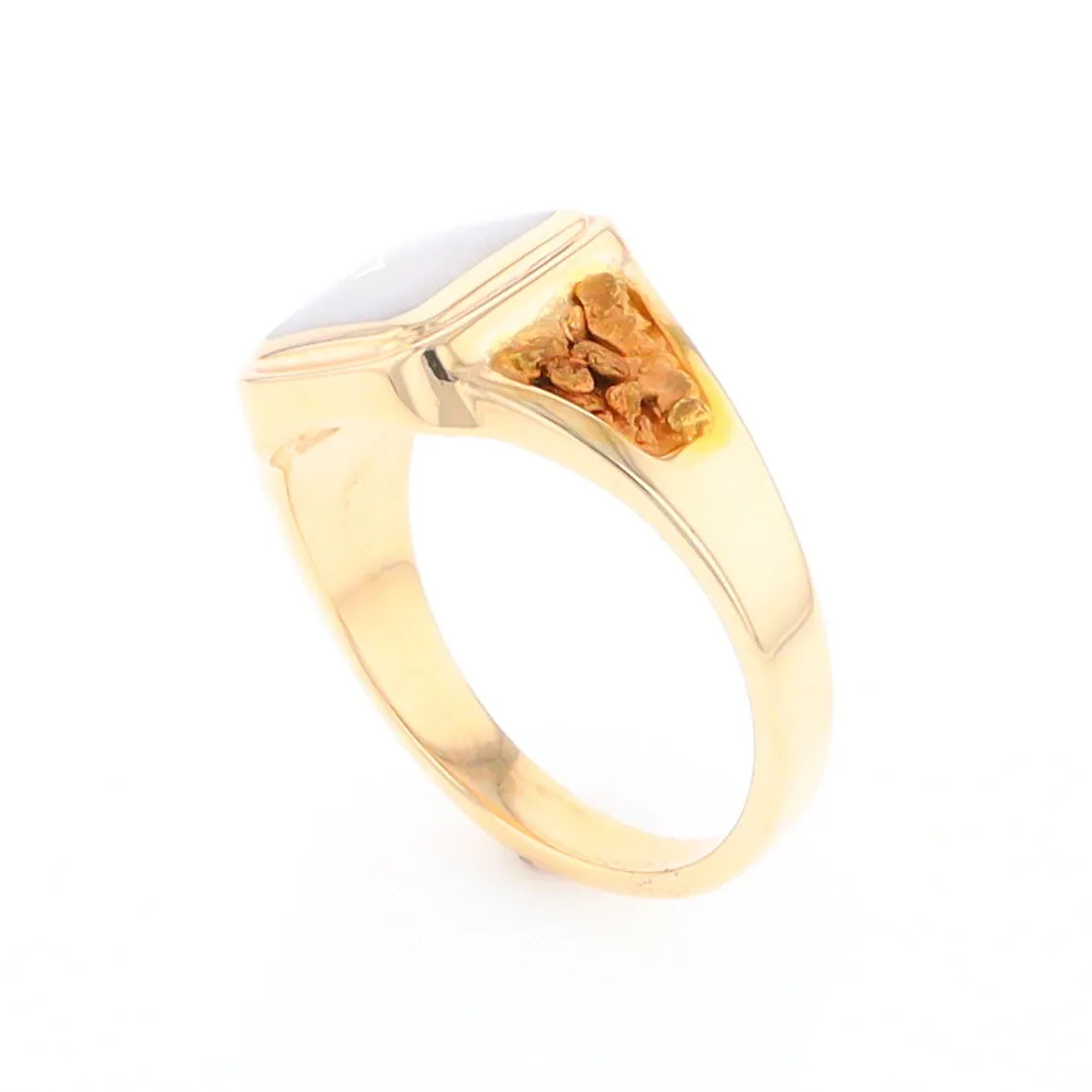 Historic Quartz Square Inlaid Nugget Ring