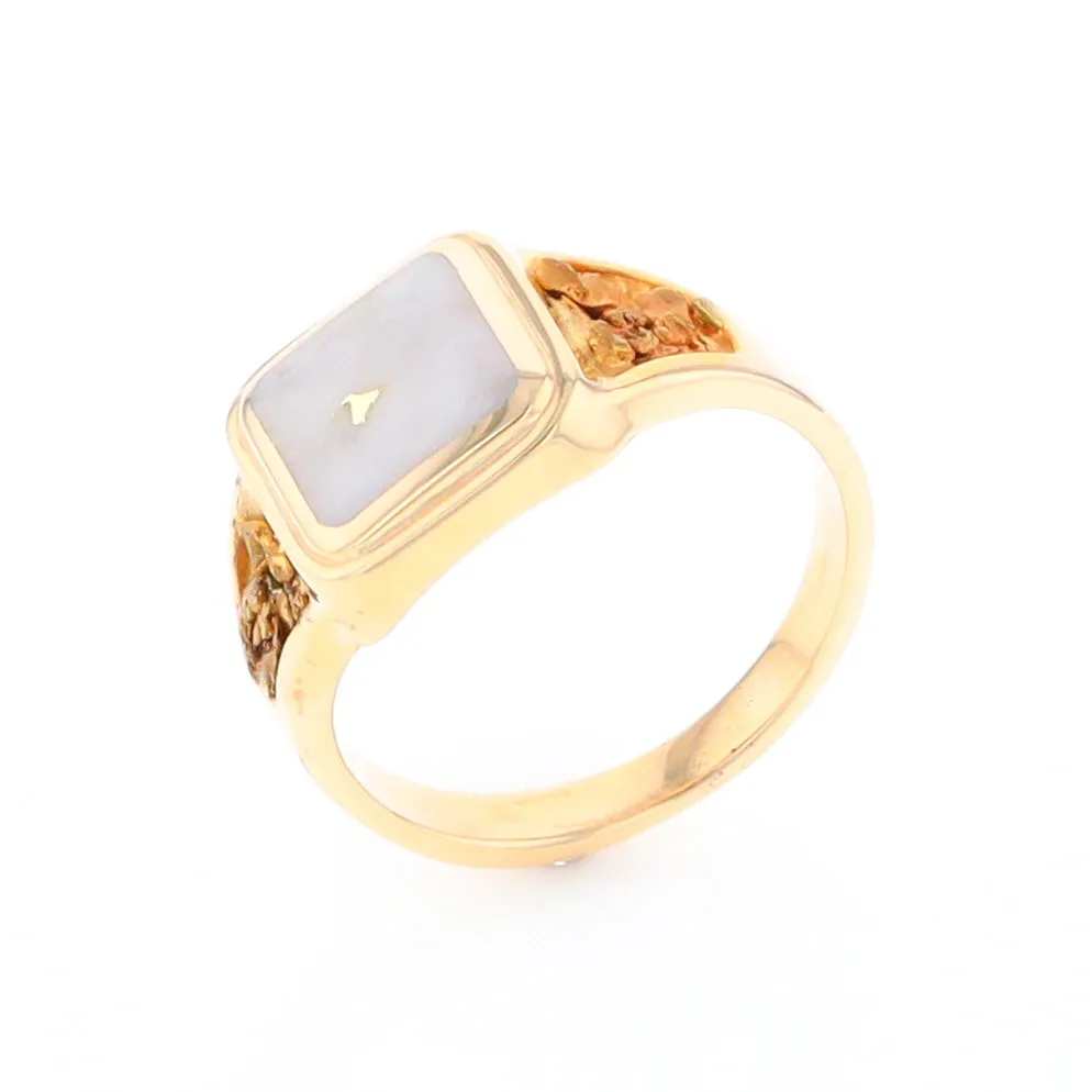 Historic Quartz Square Inlaid Nugget Ring