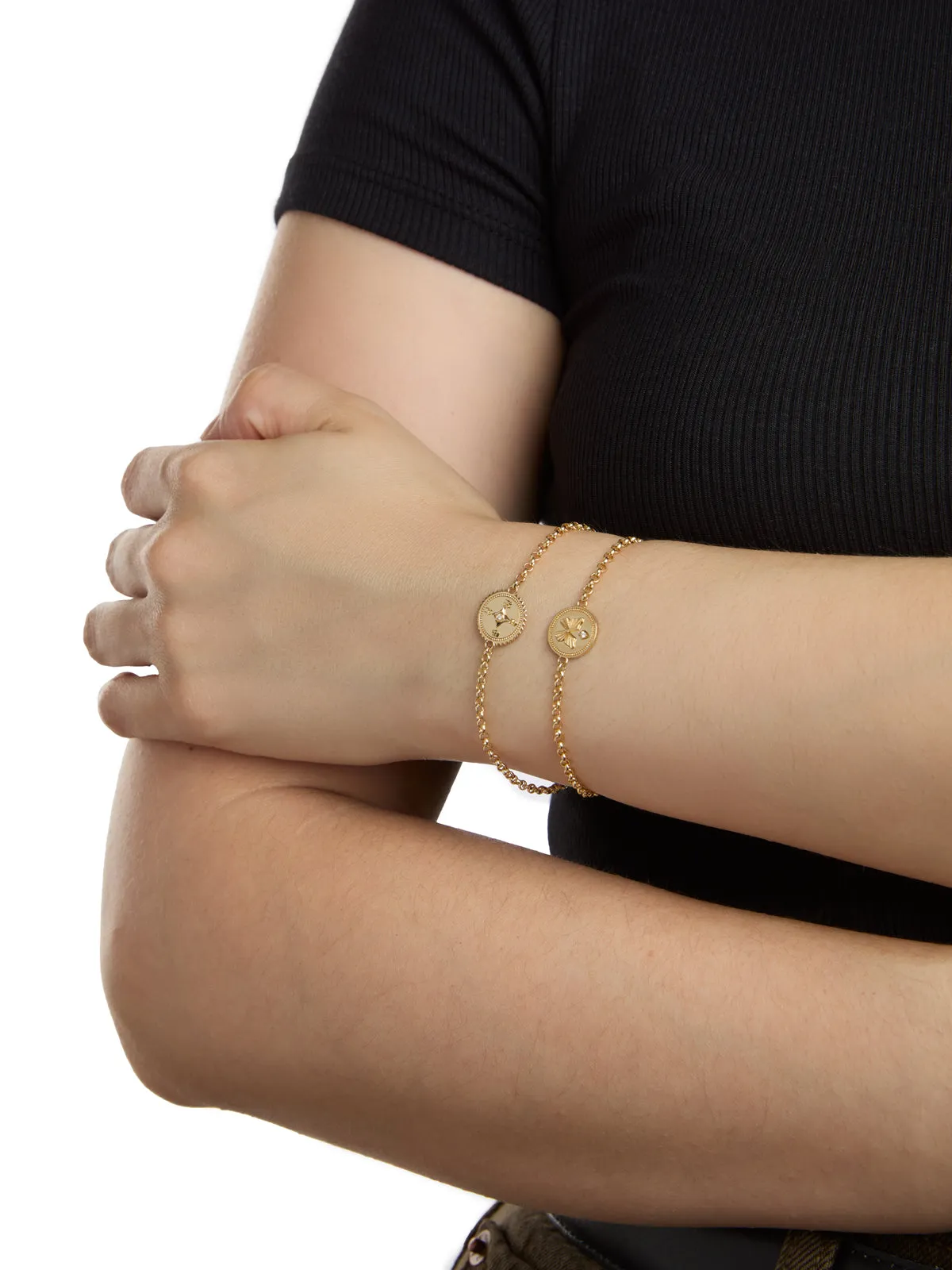 Internal Compass Yellow Gold Stationary Bracelet