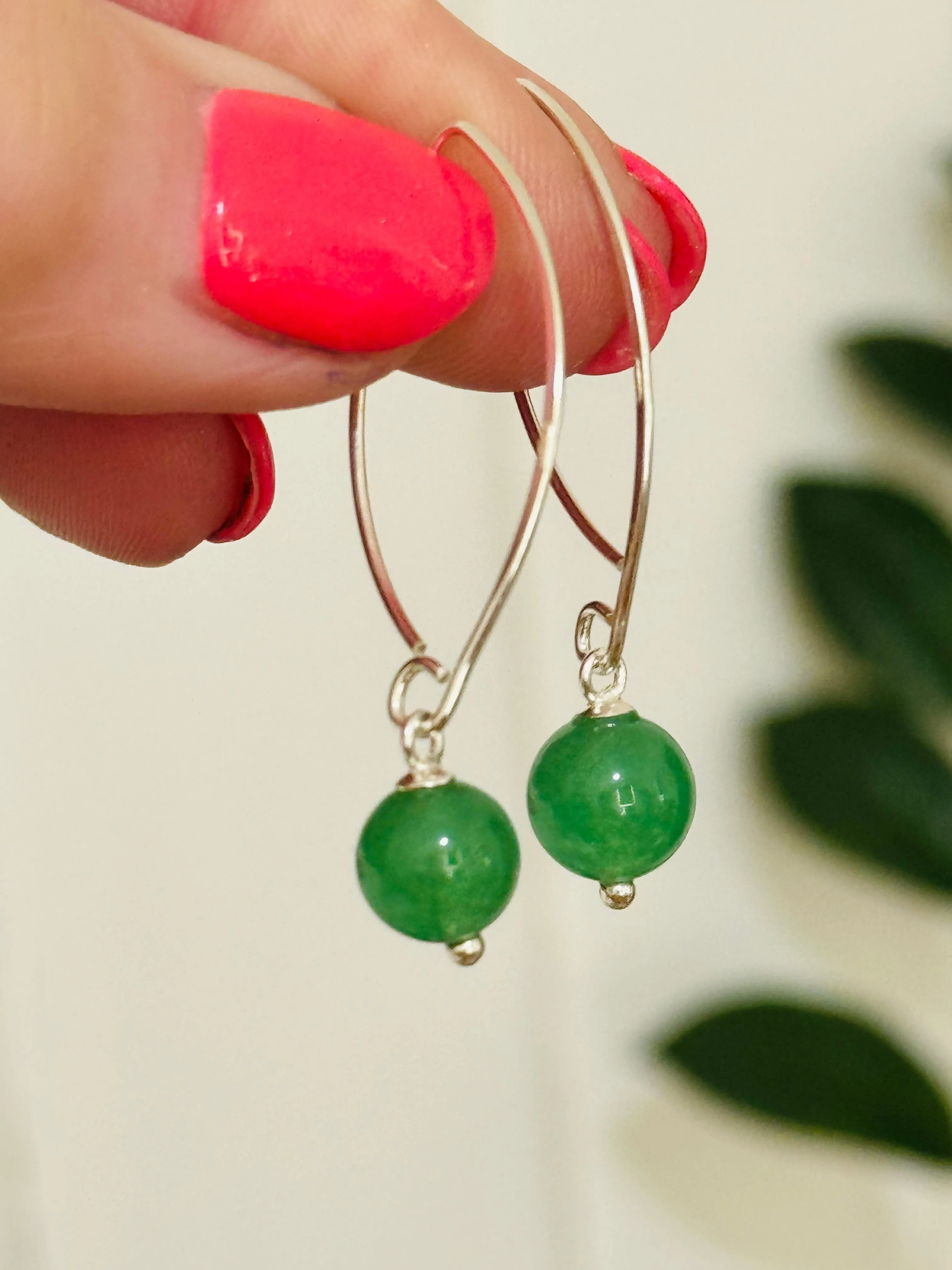 Jade Elongated Hoops