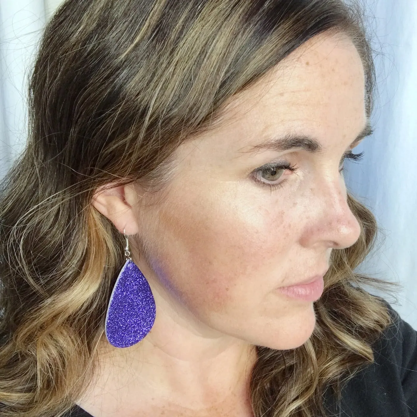 Jade- Purple Glitter Earrings